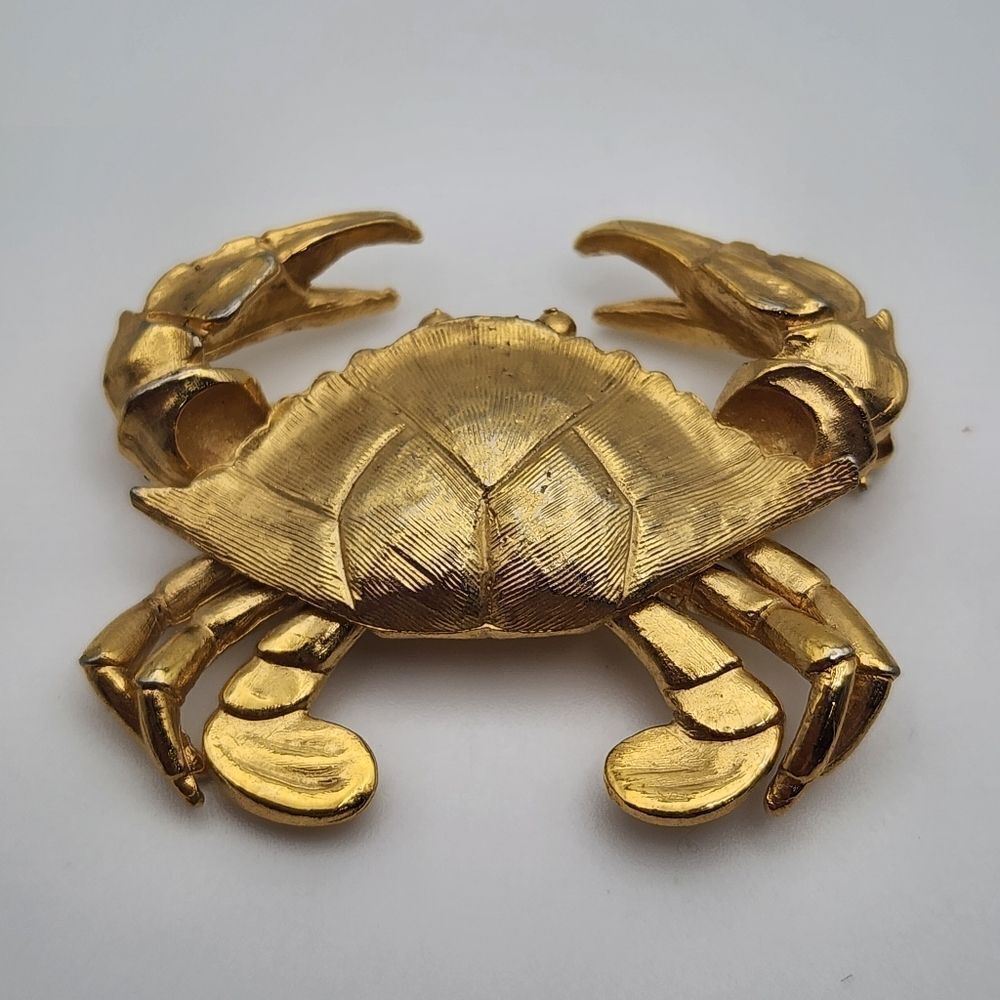 Vintage Napier Gold Tone Chesapeake Crab Brooch - Picture 1 of 4